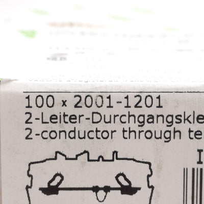 New Lot of 100 Wago 2001-1201 TOPJOB Feedthrough Terminal Block, 600V 15A, DIN Rail