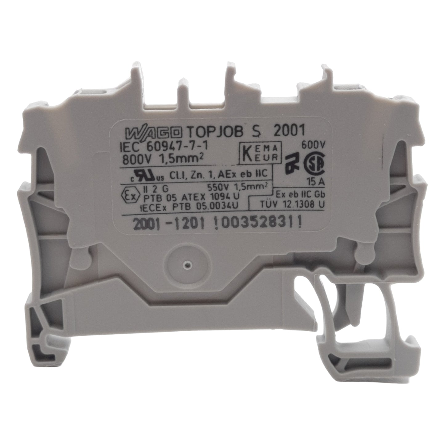 New Lot of 25 Wago 2001-1201 TOPJOB Feedthrough Terminal Block, 600V 15A, DIN Rail