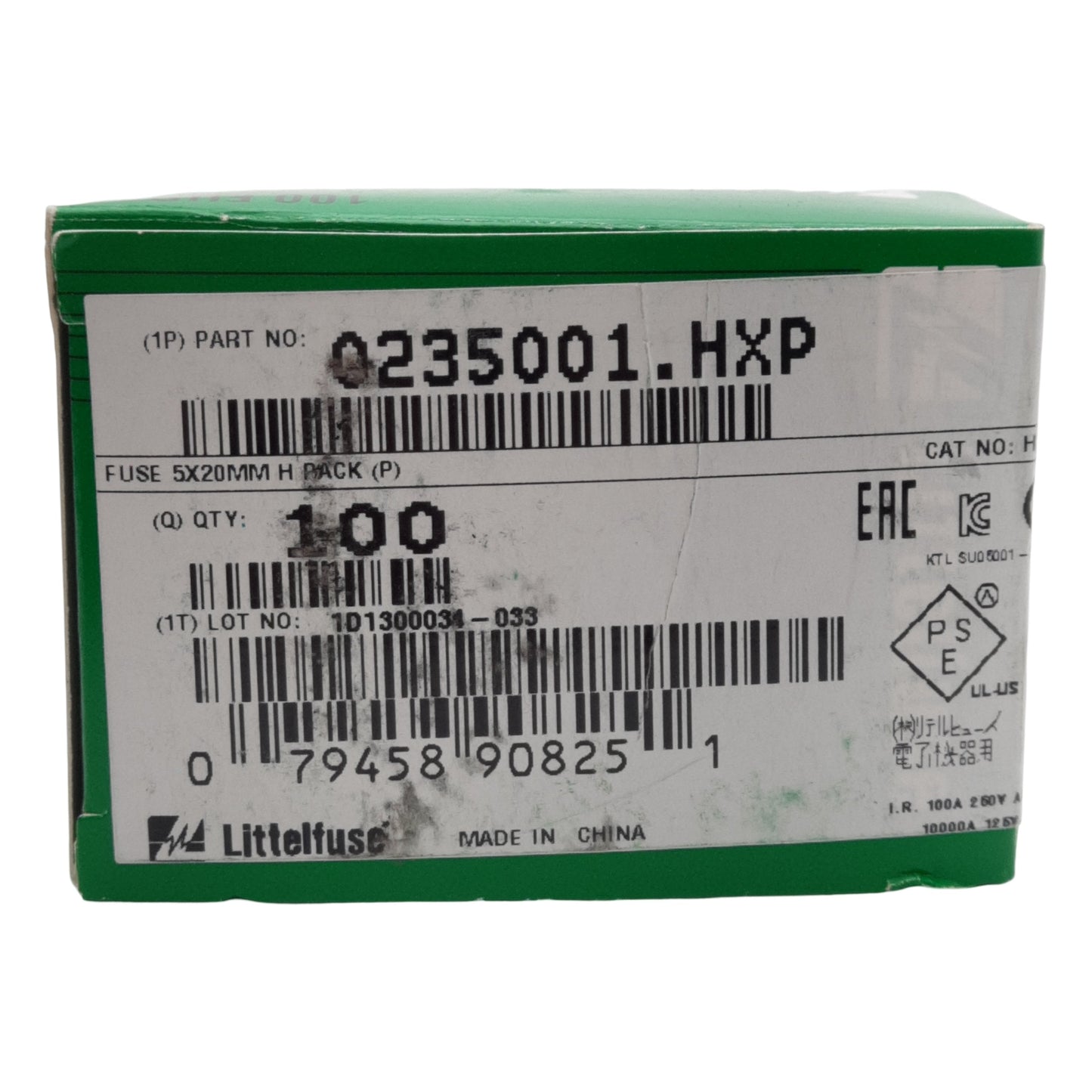 New Lot of 100 Littelfuse 0235001.HXP Time-Lag Cartidge Fuse, 5x20mm, 1A 250VAC