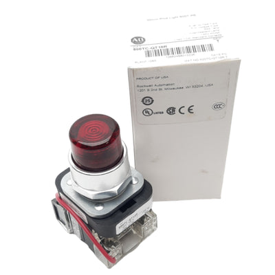 New Allen Bradley 800TC-QT10R Push/Test Pilot Light, 30mm, Red, 120VAC/DC, 1 NO 1 NC