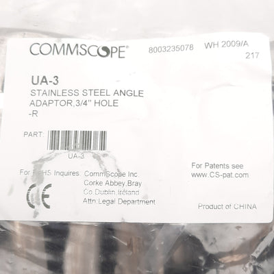 New Lot of 2 CommScope UA-3 Angle Adapter Kits, ø3/4in Through Hole, Stainless Steel