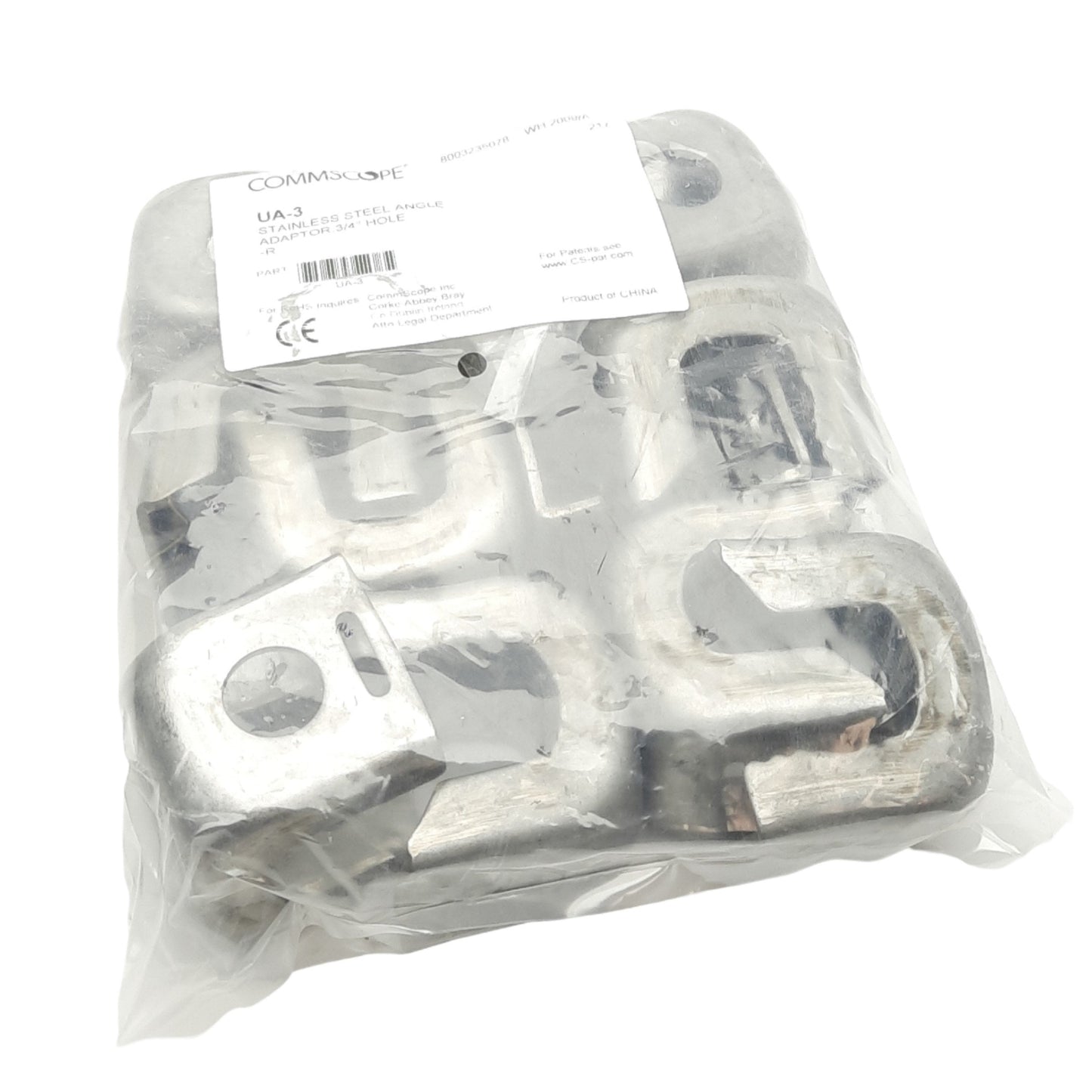 New Lot of 2 CommScope UA-3 Angle Adapter Kits, ø3/4in Through Hole, Stainless Steel