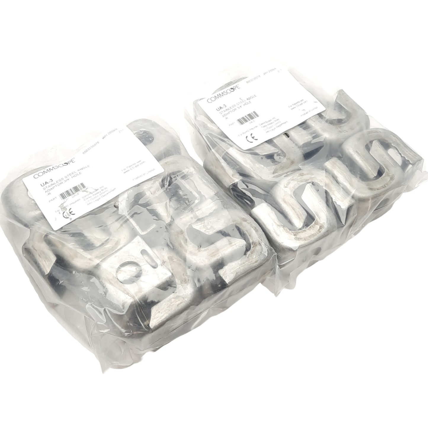 New Lot of 2 CommScope UA-3 Angle Adapter Kits, ø3/4in Through Hole, Stainless Steel