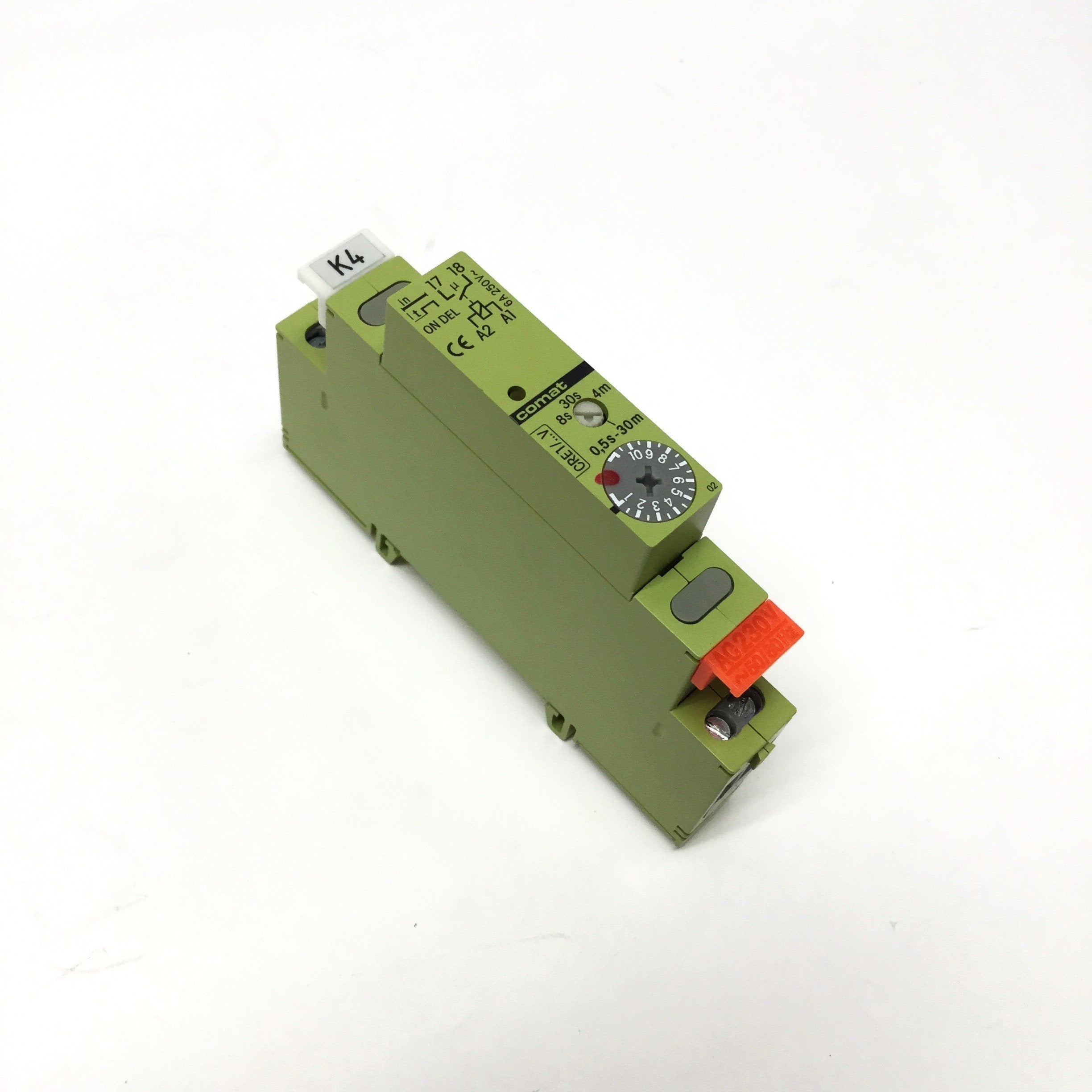 Comat CRE1/AC230V DIN Time Relay On-Delay, 230VAC Coil, 0.5s-30min, 6A ...