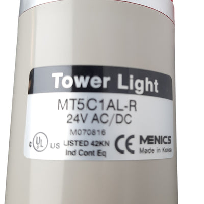 New Menics MT5C1AL-R Light Tower, ø56mm, 24V AC/DC, Red, Steady or Flashing