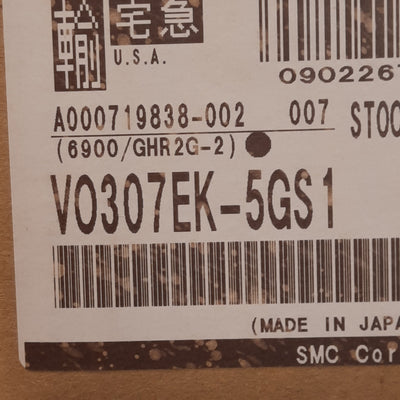 New SMC VO307EK-5GS1 Direct Operated Poppet Valve For Manifold, 1.0MPa, 24VDC Coil