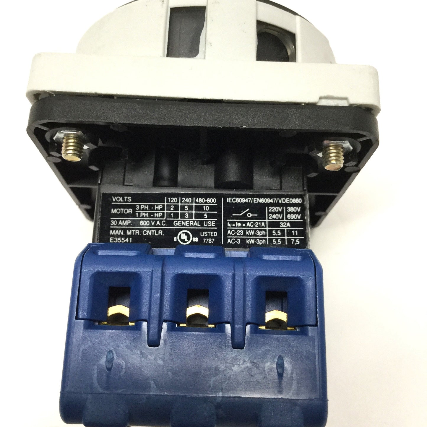 Used Kraus & Naimer KG 32B Rotary Disconnect Switch ON-OFF 600VAC, 32A, 3-Pole, S00