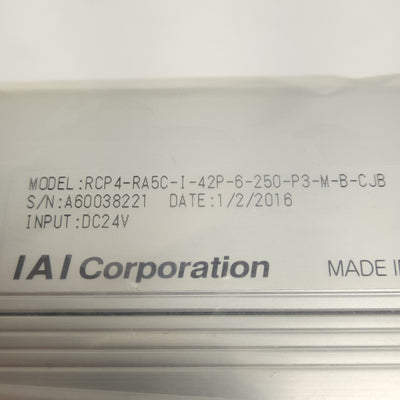 New IAI RCP4-RA5C-I-42P-6-250-P3-M-B-CJB Robo Cylinder 6mm Lead, 250mm Stroke, 24VDC
