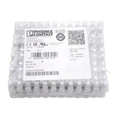 New Lot of 10 Phoenix Contact 3240171 Terminal Strip, 12-Position, 450V 32A