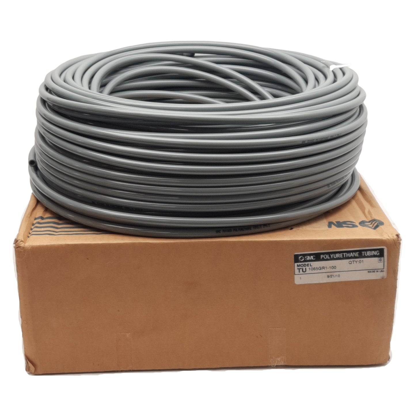 New SMC TU1065GR1-100 Gray Polyurethane Tubing, ø10mm OD, 6.5mm ID, 0.8MPa, 100m