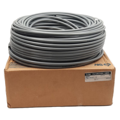 New SMC TU1065GR1-100 Gray Polyurethane Tubing, ø10mm OD, 6.5mm ID, 0.8MPa, 100m