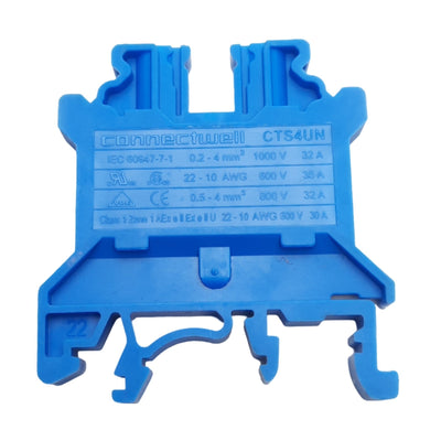 New Lot of 20 Altech CTS4U-N/BU Feed-Through Terminal Blocks, 600VAC/DC 30A