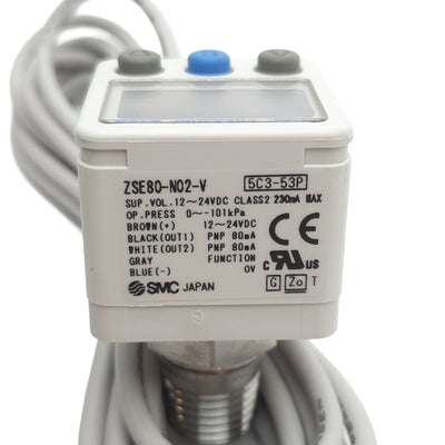 New SMC ZSE80-NO2-V Digital Vacuum Switch, 12-24VDC, PNP Output, -111kPa to 10kPa