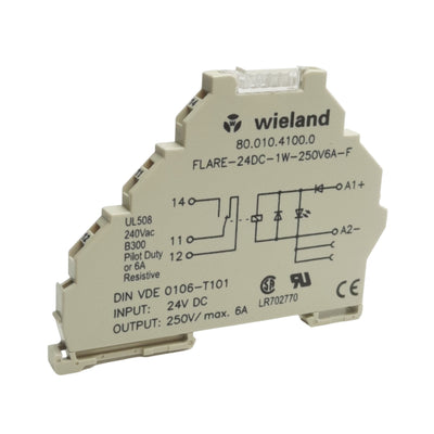 New Wieland 80.010.4100.0 Relay Module 250VAC 6A Max, DIN Rail, 24VDC Coil