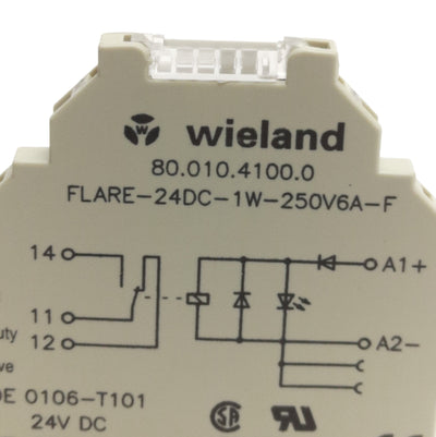 New Wieland 80.010.4100.0 Relay Module 250VAC 6A Max, DIN Rail, 24VDC Coil