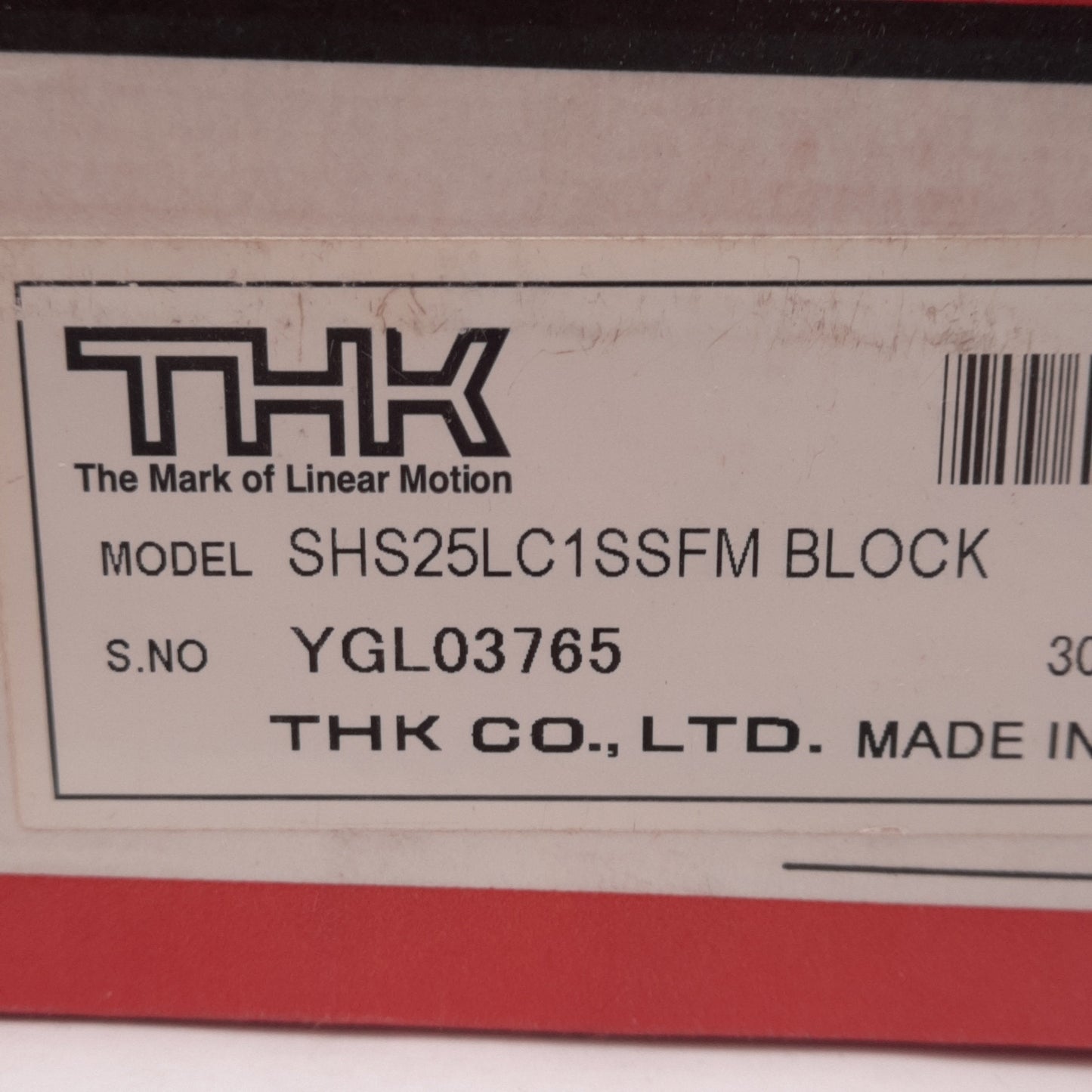 New THK SHS25LC1SSFM Linear Guide Block, 70mm x 109mm, M8 Holes, 31.7kN Load