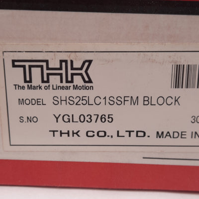 New THK SHS25LC1SSFM Linear Guide Block, 70mm x 109mm, M8 Holes, 31.7kN Load