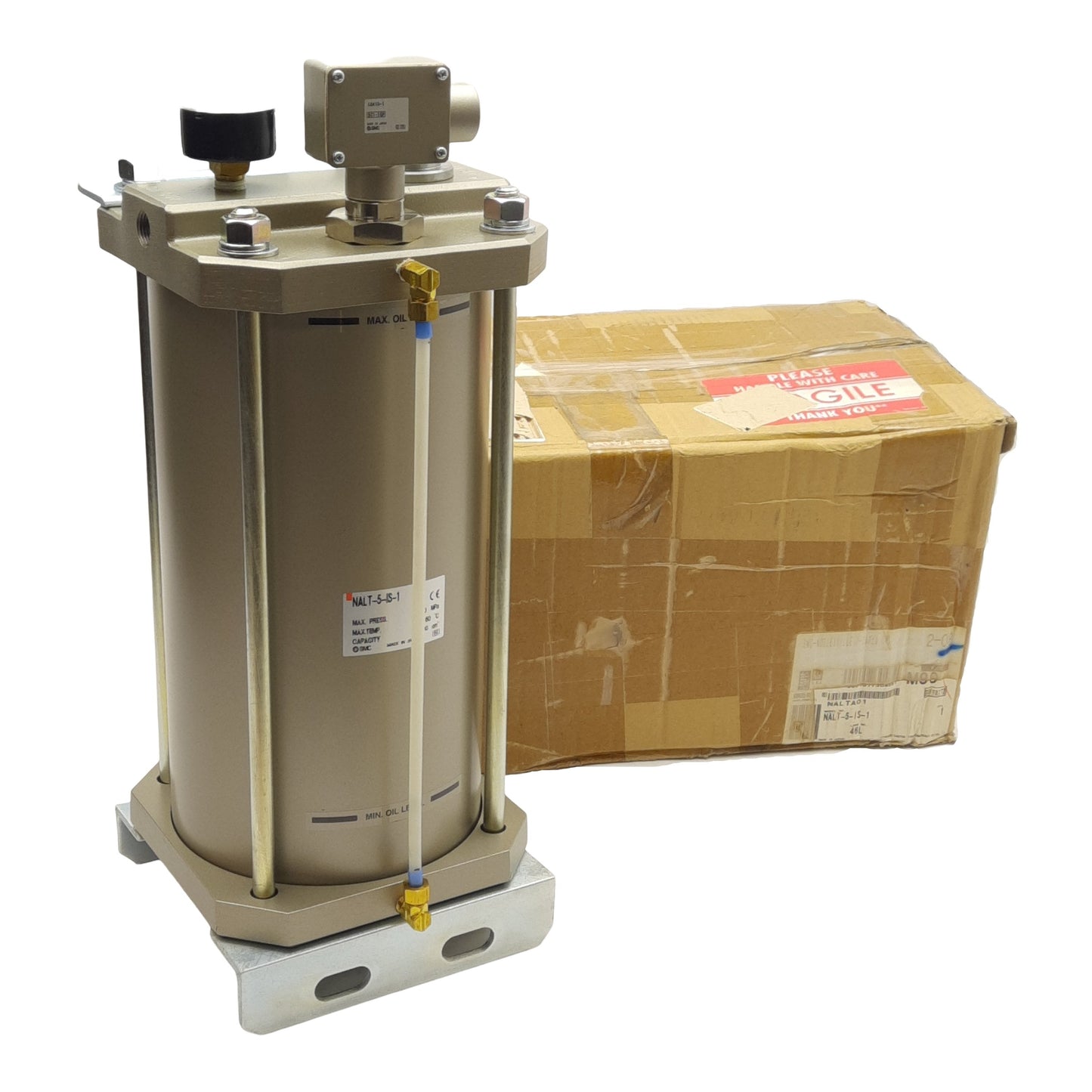 New SMC NALT-5-IS-1 Auto-Feed Tank, 5000cm³ Capacity, 1.0MPa, 1/4NPT Air, 3/8NPT Oil