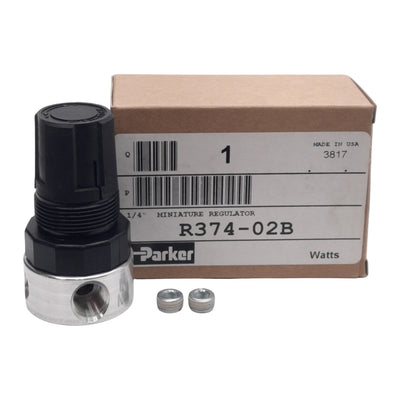 New Parker R374-02B Miniature Regulator, 300PSIG Supply, 0-60PSIG Set, 1/4in NPT