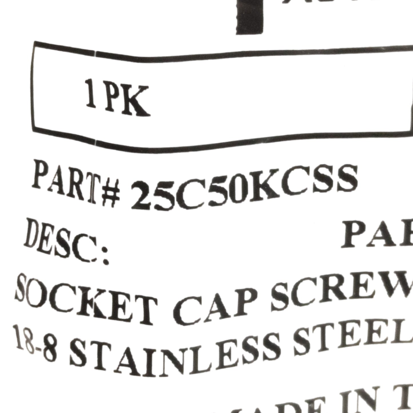 New Lot of 80 Parker Fasteners 25C50KCSS Stainless Steel SHCS, 1/4-20 x 1/2in