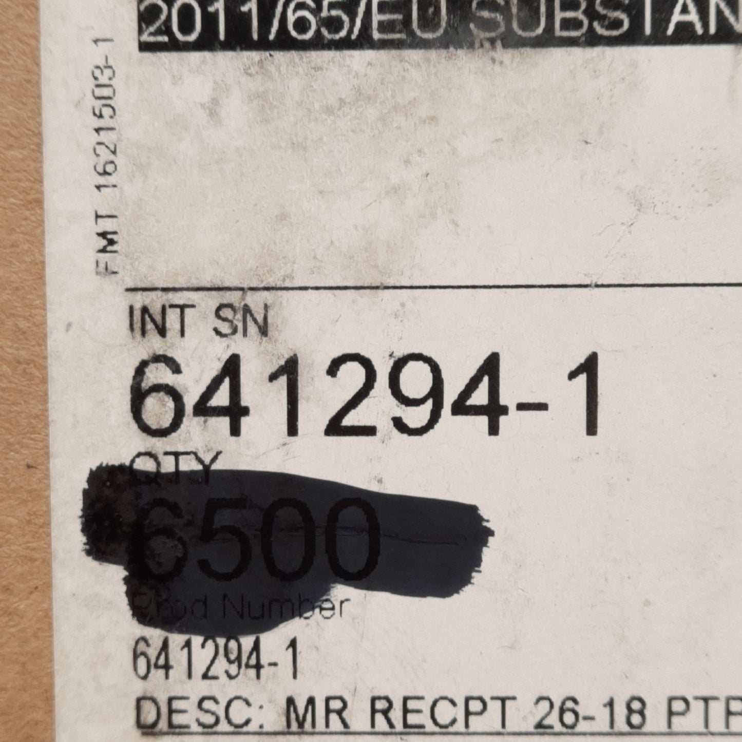 New – Open box Lot of 6000 TE Connectivity 641294-1 Socket Contact, 250VAC/DC 9A, 26-18AWG, Tin