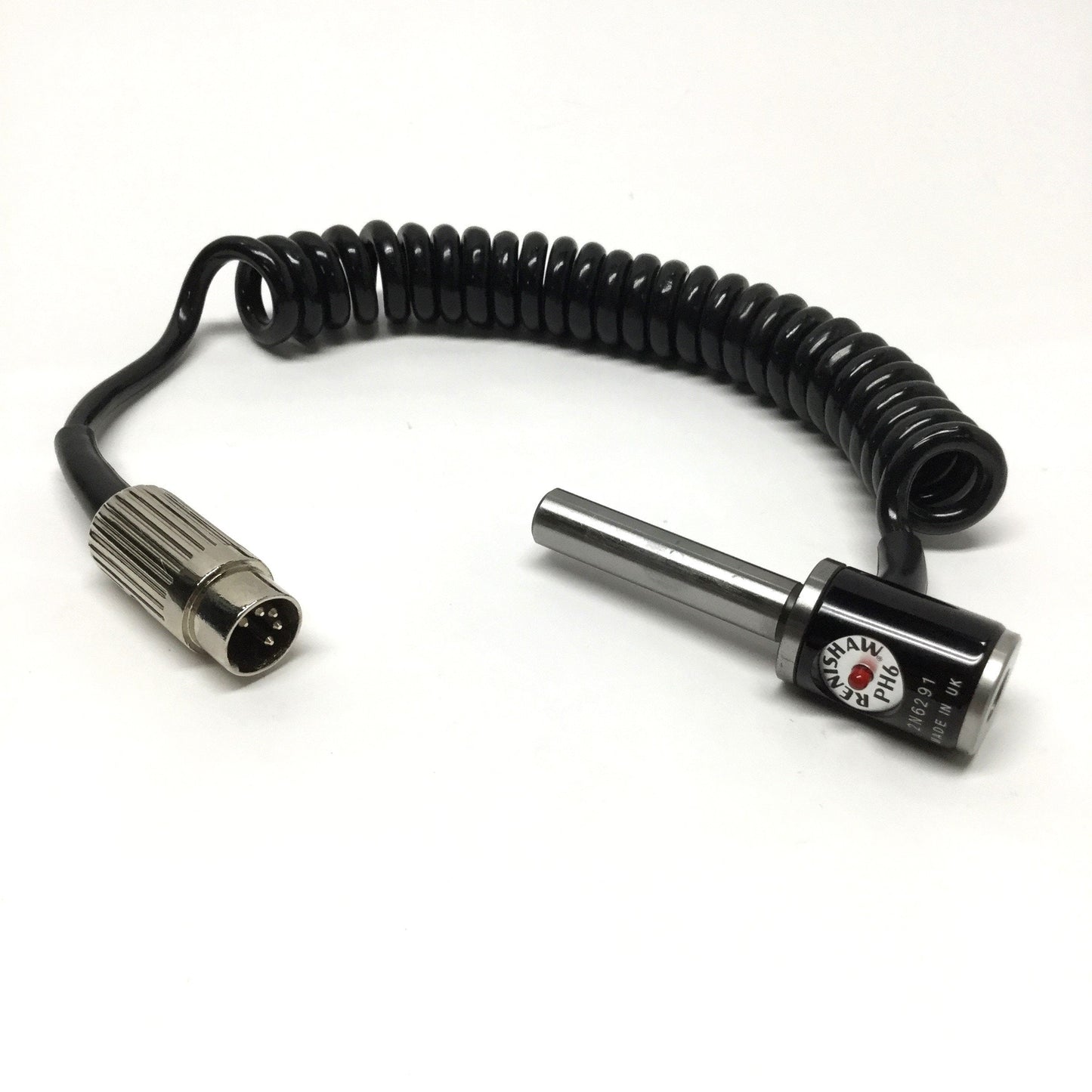 Used Renishaw PH6 Fixed CMM Vertical Probe Head, 12-28" Coiled Cable, 5-Pin DIN, M8