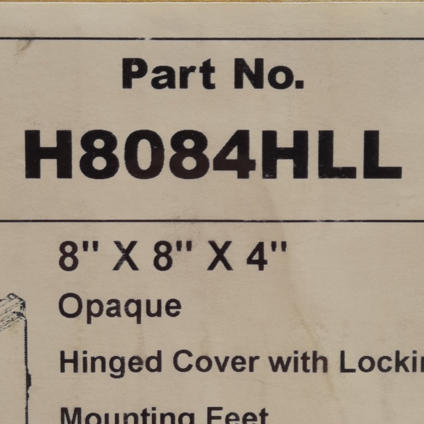 New Integra H8084HLL Plastic Electrical Enclosure, 8in x 8in x 4in, NEMA 4X, IP66