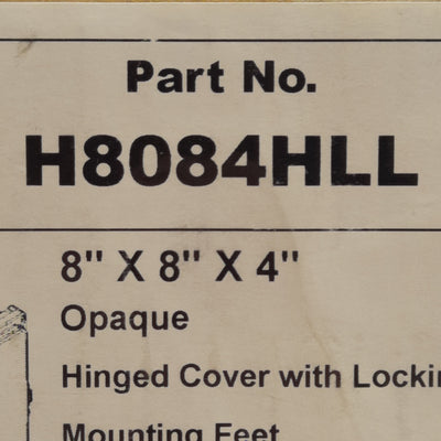 New Integra H8084HLL Plastic Electrical Enclosure, 8in x 8in x 4in, NEMA 4X, IP66