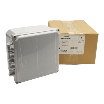New Integra H8084HLL Plastic Electrical Enclosure, 8in x 8in x 4in, NEMA 4X, IP66