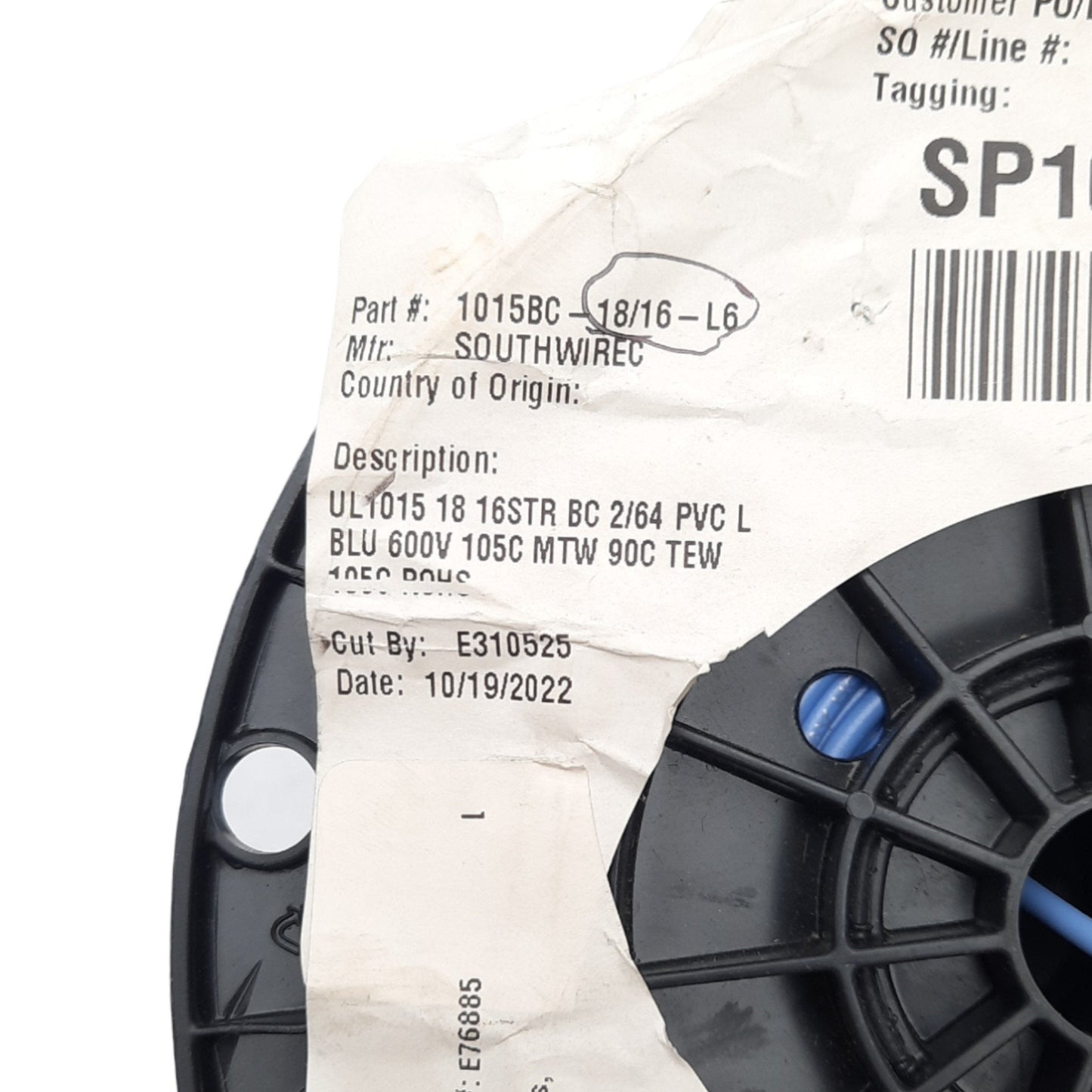 New Southwire 1015BC-18/16-L6 Hook-Up Wire, 1 Conductor, 18AWG, 600V, 500 Feet