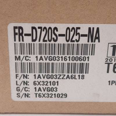 New Mitsubishi FR-D720S-025-NA Inverter, 1Ø 200-240VAC In, 3Ø 200-240VAC 400Hz Out
