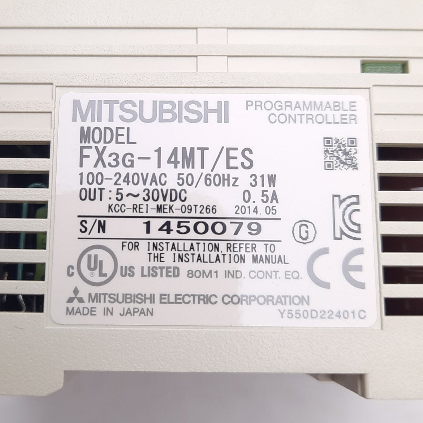 New Mitsubishi FX3G-14MT/ES Programmable Controller, 100-240VAC, 8 In, 6 Out, Sink