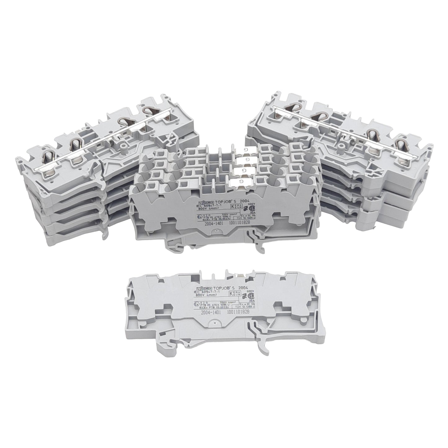 New – Open box Lot of 15 Wago 2004-1401 TOPJOBS Terminal Block, 600V 30A, 6.2mm, DIN Rail