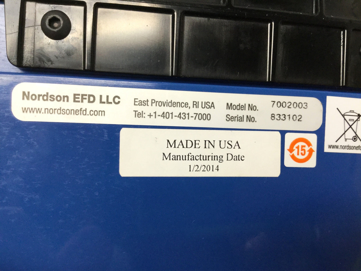 Used Nordson EFD 7002003 Ultimus II Precision Fluid Dispensing Unit, 0-15psi, 24VDC