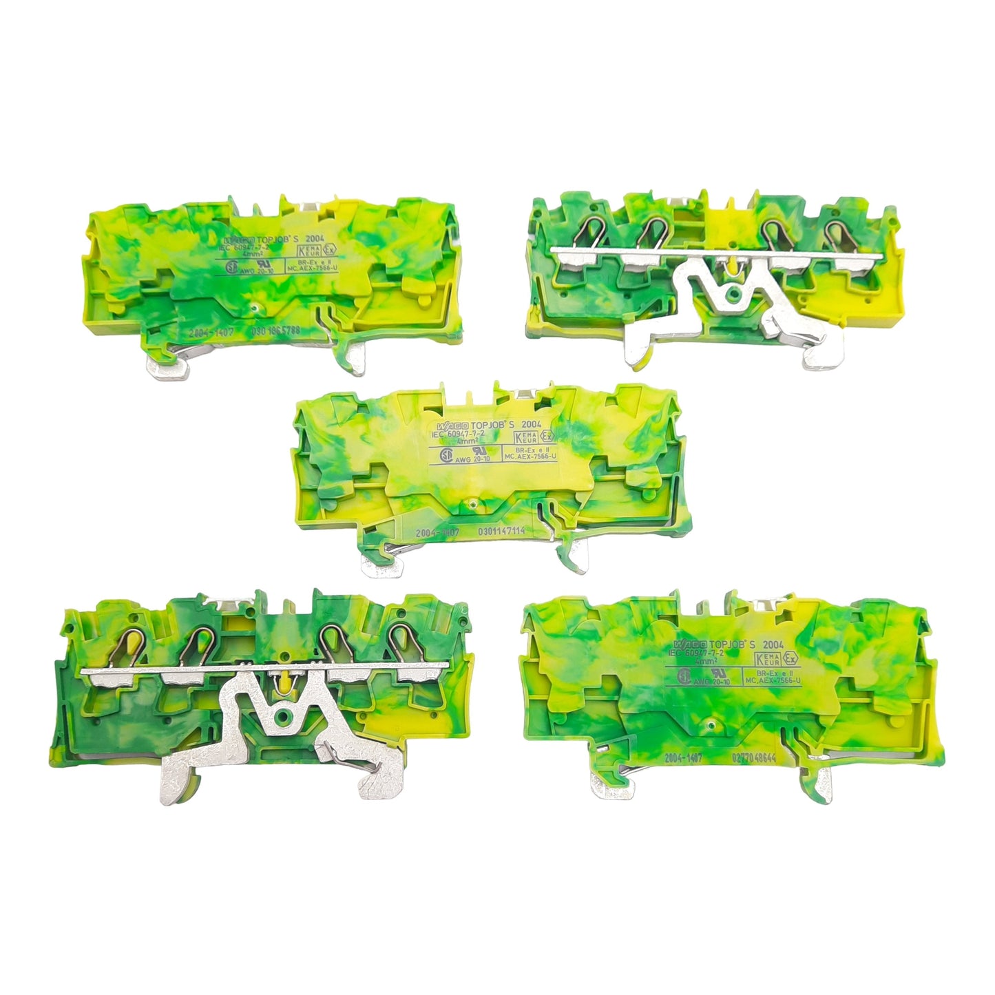 New – Open box Lot of 5 Wago 2004-1407 TOPJOBS Ground Terminal Block 4-Position 6.2mm, DIN Rail