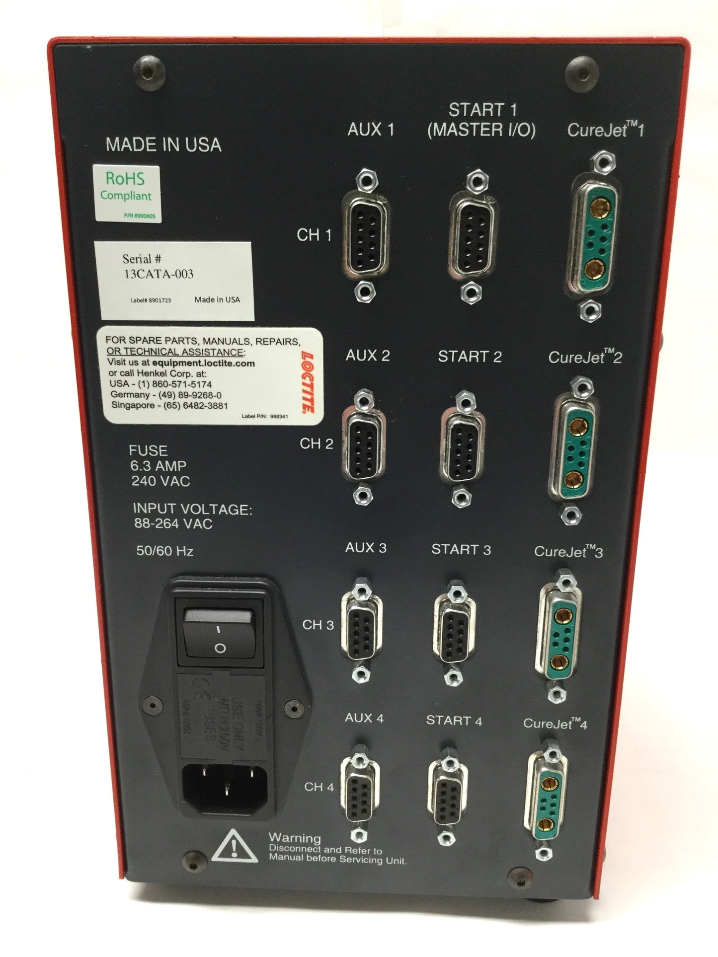 Used Loctite 1180632 CureJet Quad CL28 LED Spot Light Curing Controller, 4-Channel