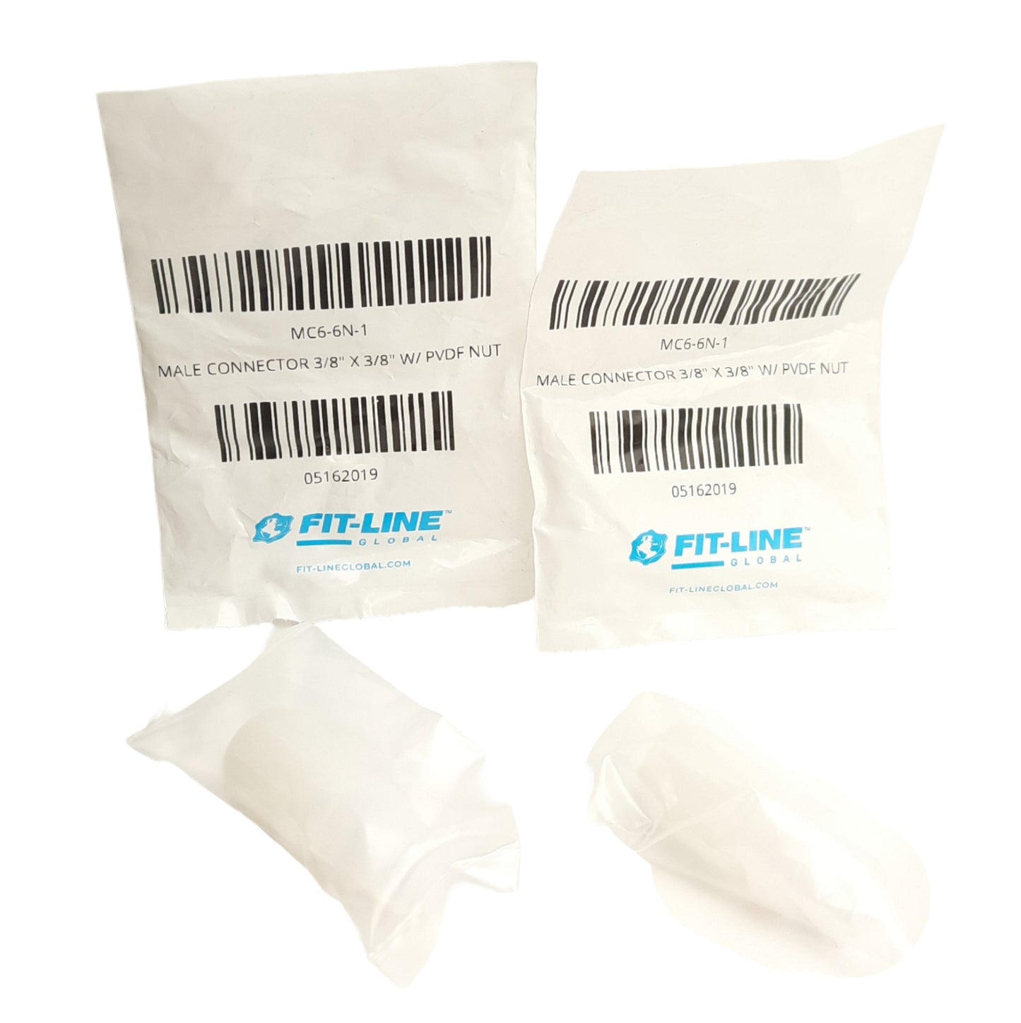 New Lot of 2 Fitline MC6-6N-1 FlareLINK Fittings, 3/8in Tube Fitting to 3/8in MNPT