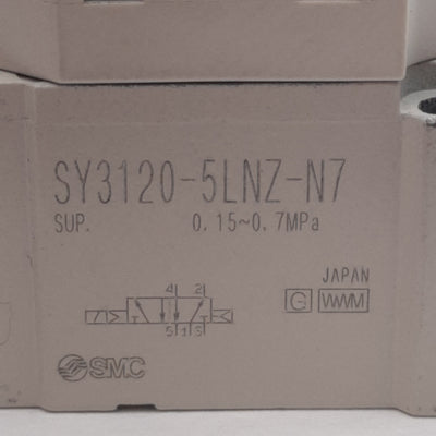 New – Open box SMC SY3120-5LNZ-N7 Solenoid Valve 2-Position Single ø1/4in One-Touch 24VDC Coil