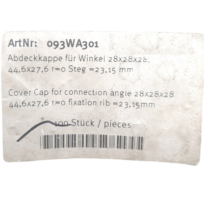 New Lot of 100 Fath 093WA301 Plastic Cover Caps, for Connection Angle 30, 28mm