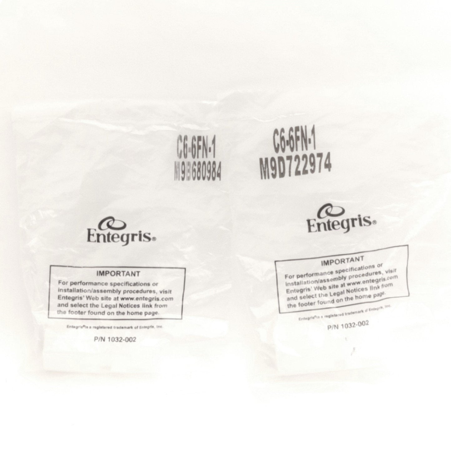 New Lot of 2 Entegris C6-6FN-1 Flaretek Straight Adapter, 3/8" Tube to 3/8" MNPT PFA