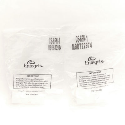 New Lot of 2 Entegris C6-6FN-1 Flaretek Straight Adapter, 3/8" Tube to 3/8" MNPT PFA