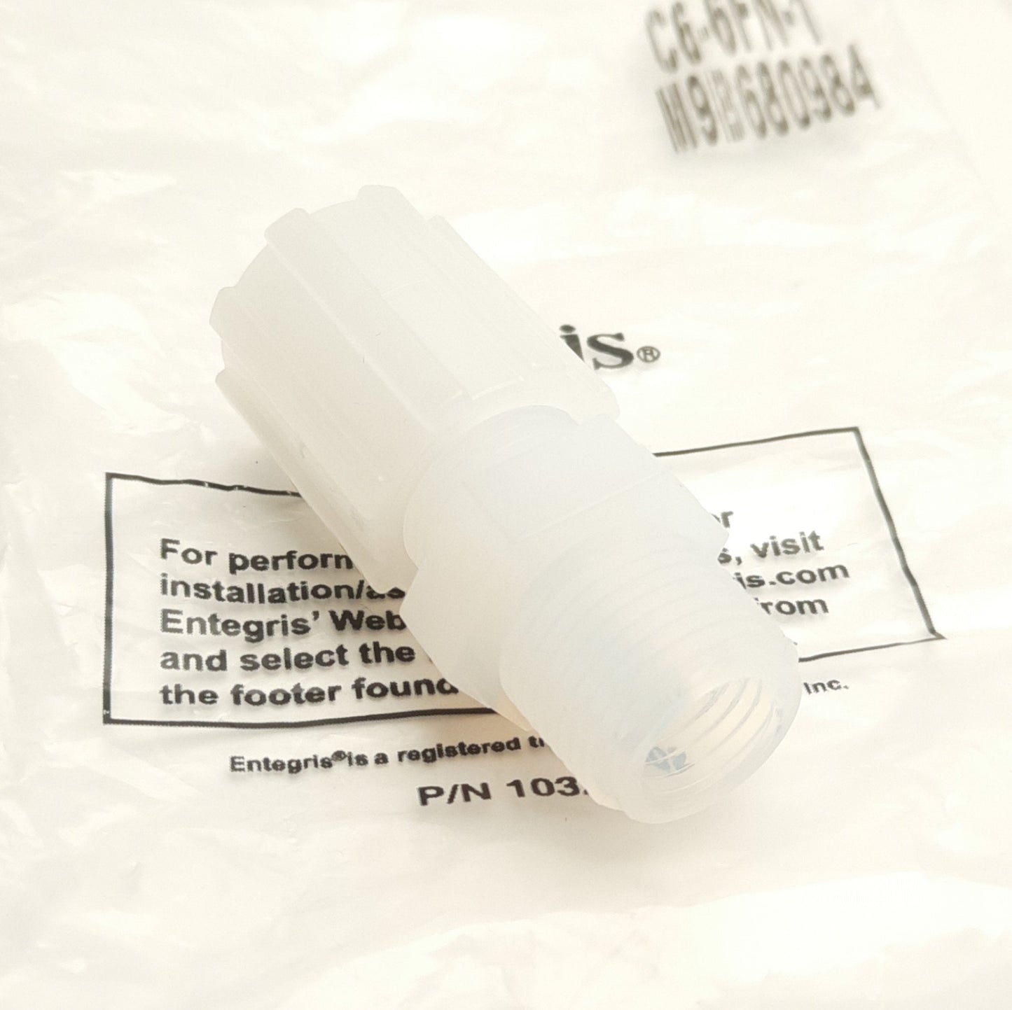 New Lot of 2 Entegris C6-6FN-1 Flaretek Straight Adapter, 3/8" Tube to 3/8" MNPT PFA