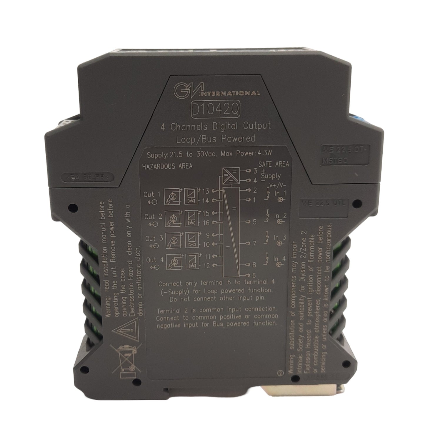 Used GM International D104Q Digital Output Module, 4-Ch, 24VDC, 22mA Per Channel
