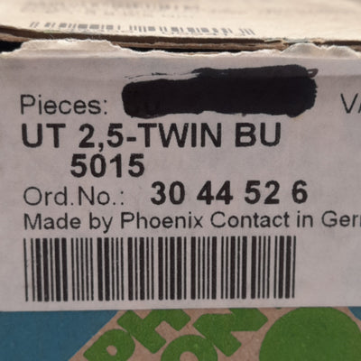New Lot of 20 Phoenix Contact 3044526 Feed-Through Terminal Block, 3-Pos, 500V 24A