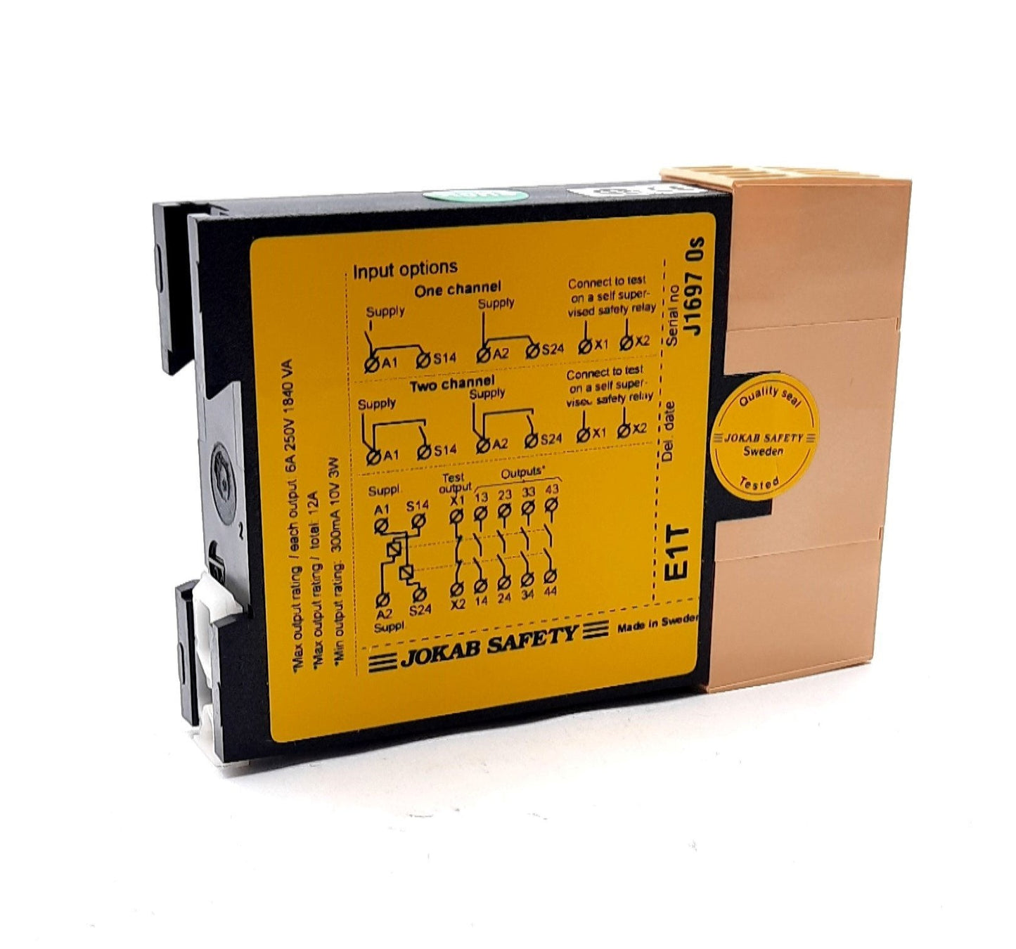New Jokab Safety E1T 0s 24VDC Safety Expansion Relay, Supply: 24VDC, Out: 6A 250V