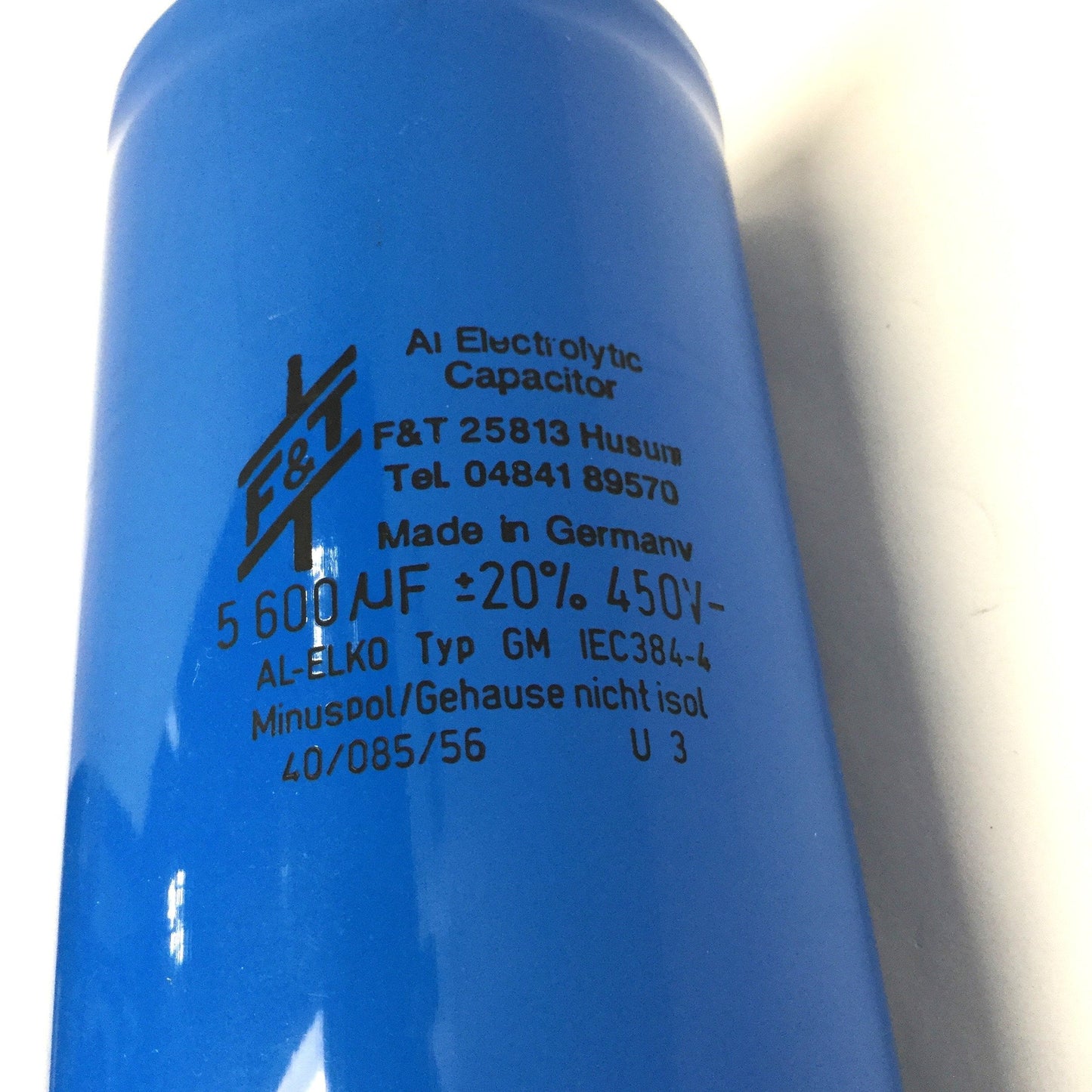 Used F&T 56245075145 Type GM Aluminum Electrolytic Capacitor 5600µF 450VDC, Ø75x145mm