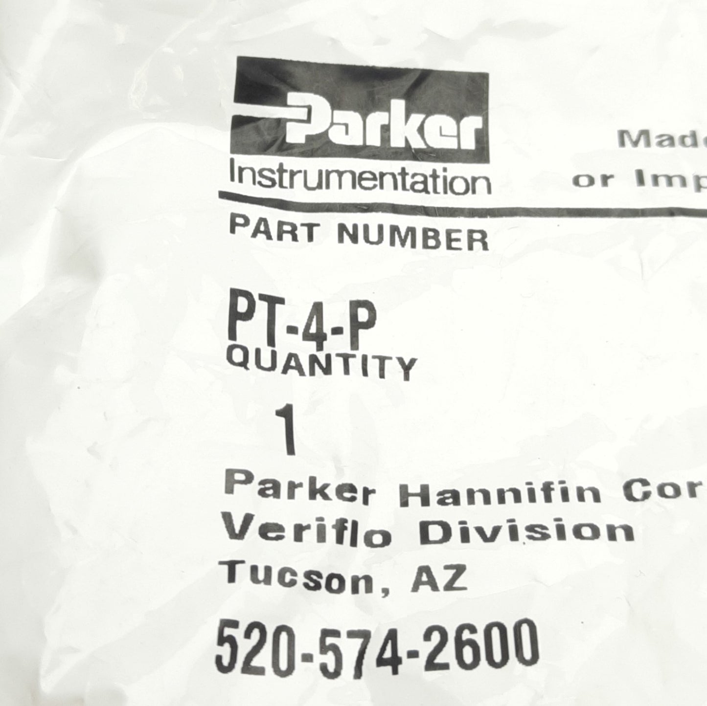 New Parker PT-4-P Pneumatic Union Tee Fitting, 1/4in NPT Female, 125psi Max