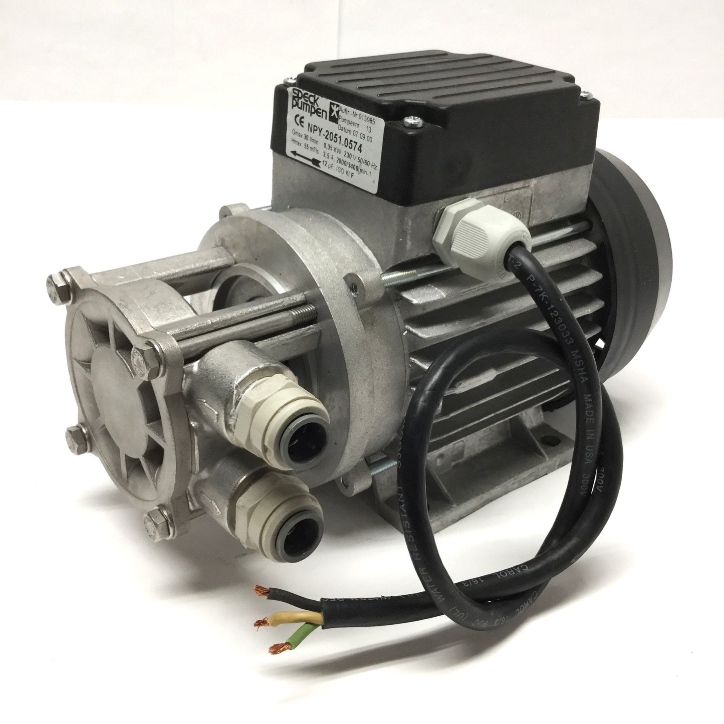 Used Speck Pumpen NPY-2051.0574 Regenerative Turbine Pump, 230VAC IPH , 3PH, 30LPM