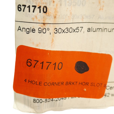 New Lot of 5 Tslots 671710 Four Hole Horizontal Angle Brackets, Slot 8, 30 Series