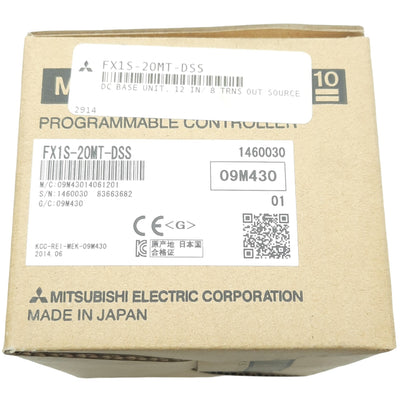 New Mitsubishi FX1S-20MT-DSS PLC I/O Unit, 24VDC, 12 In, 8 Out, Source, DIN Rail
